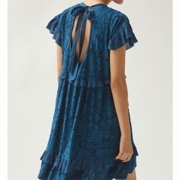 Anthropologie Ruffle Stretchy Knit Mini Dress - Picture 2 of 14